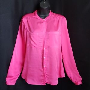 Bright Pink H&M Chiffon Button Down